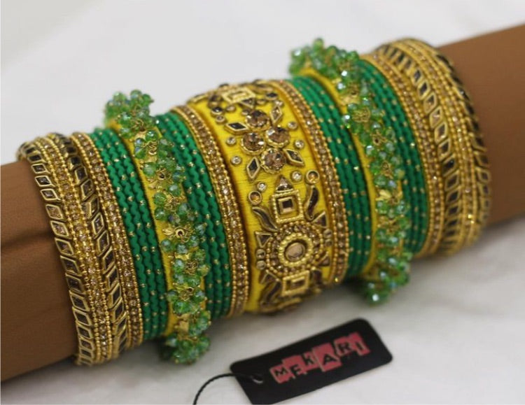 Arooj Bangles in Yellow