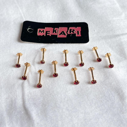 Coral Red Nosepin Pair