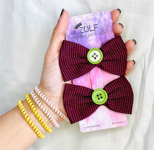 CHEQUERED BOW CLIPS