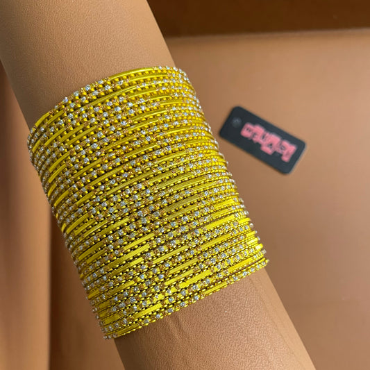 Metallic Glitter Bangles in Yellow