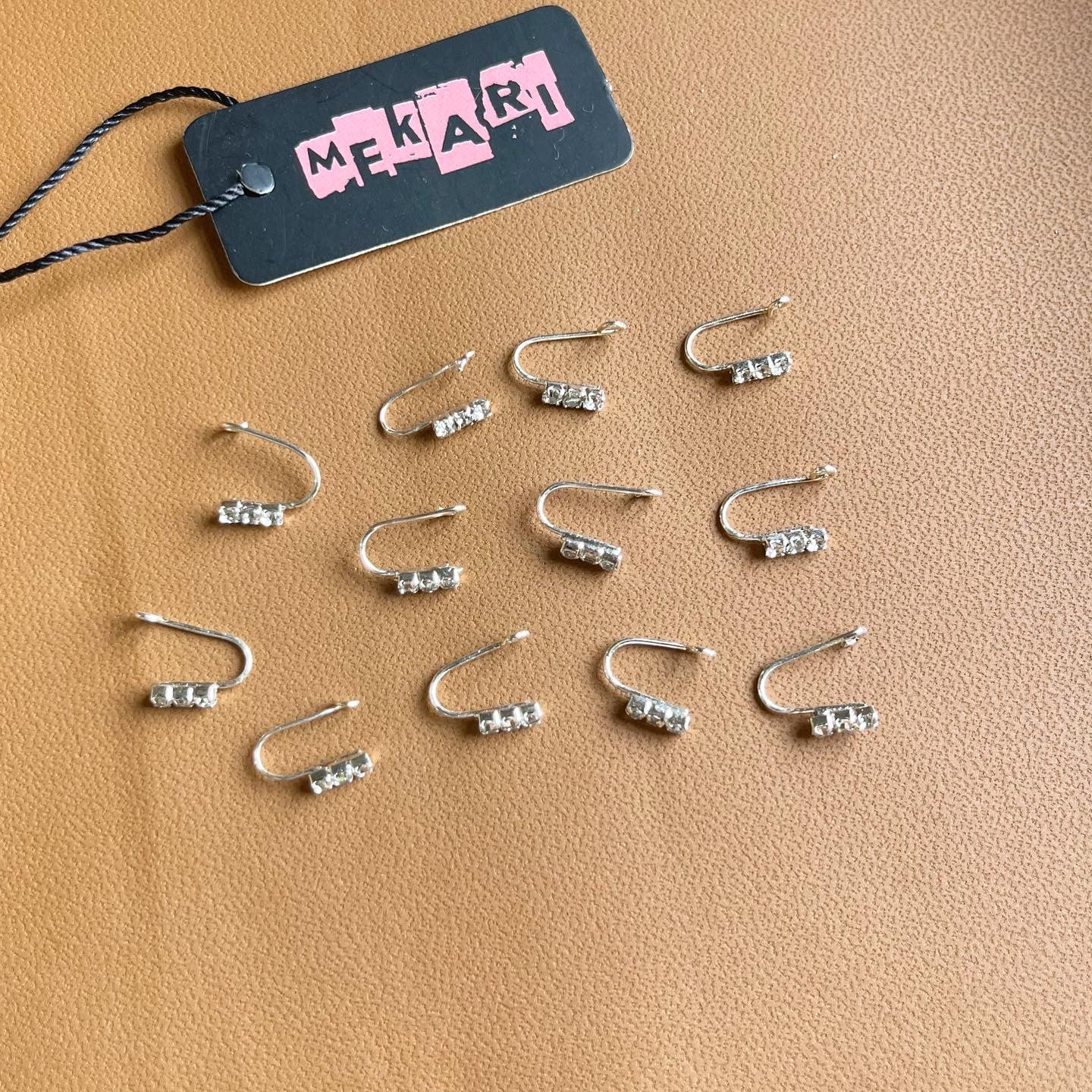 Tri Zircon Silver Nosecuff