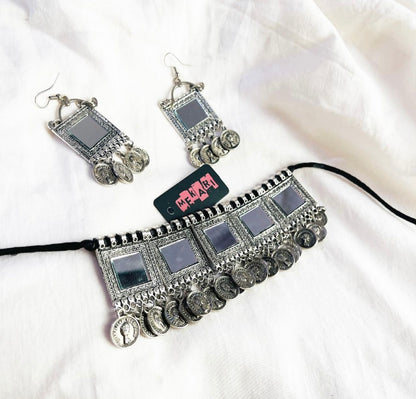 Square Coin Choker Set (SILVER)