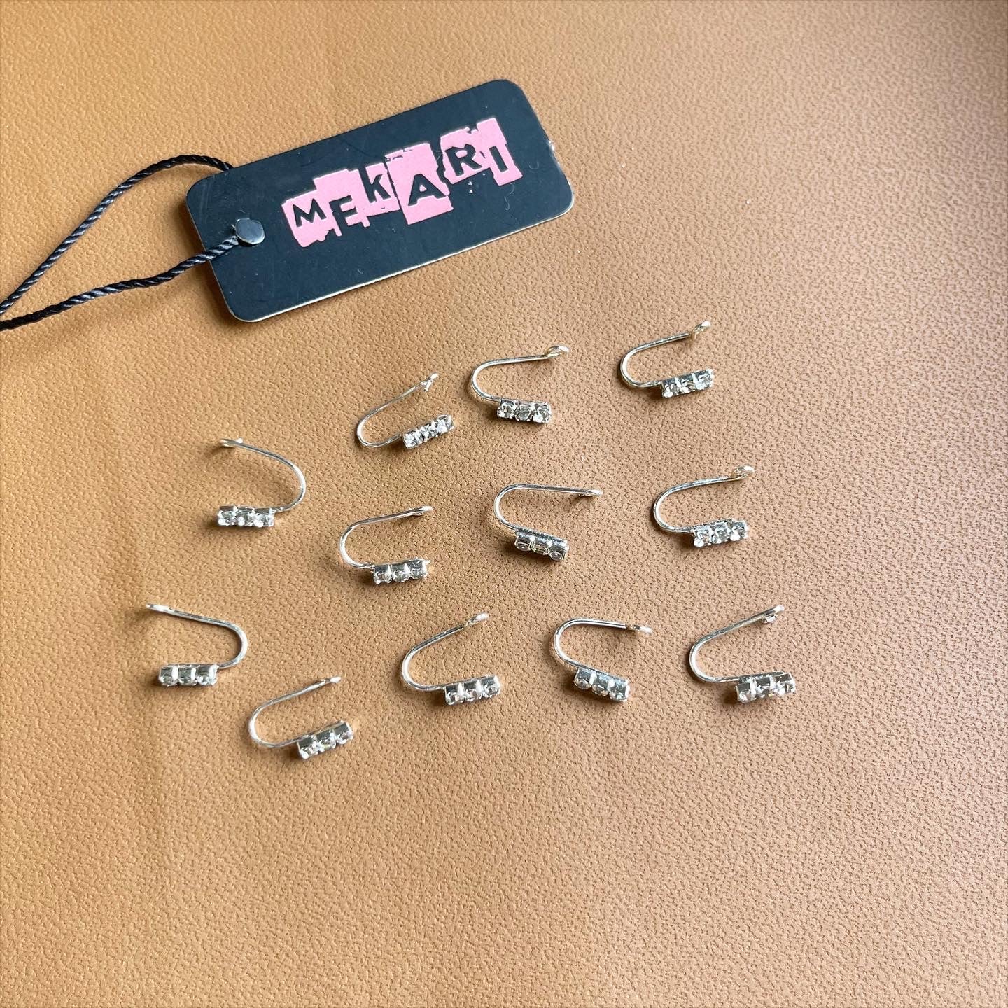 Tri Zircon Silver Nosecuff