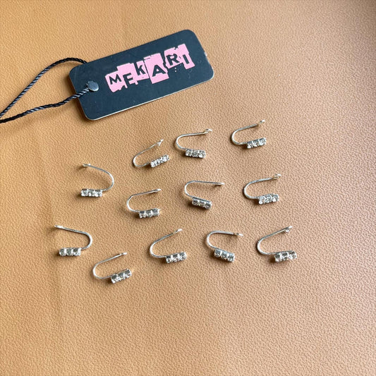 Tri Zircon Silver Nosecuff