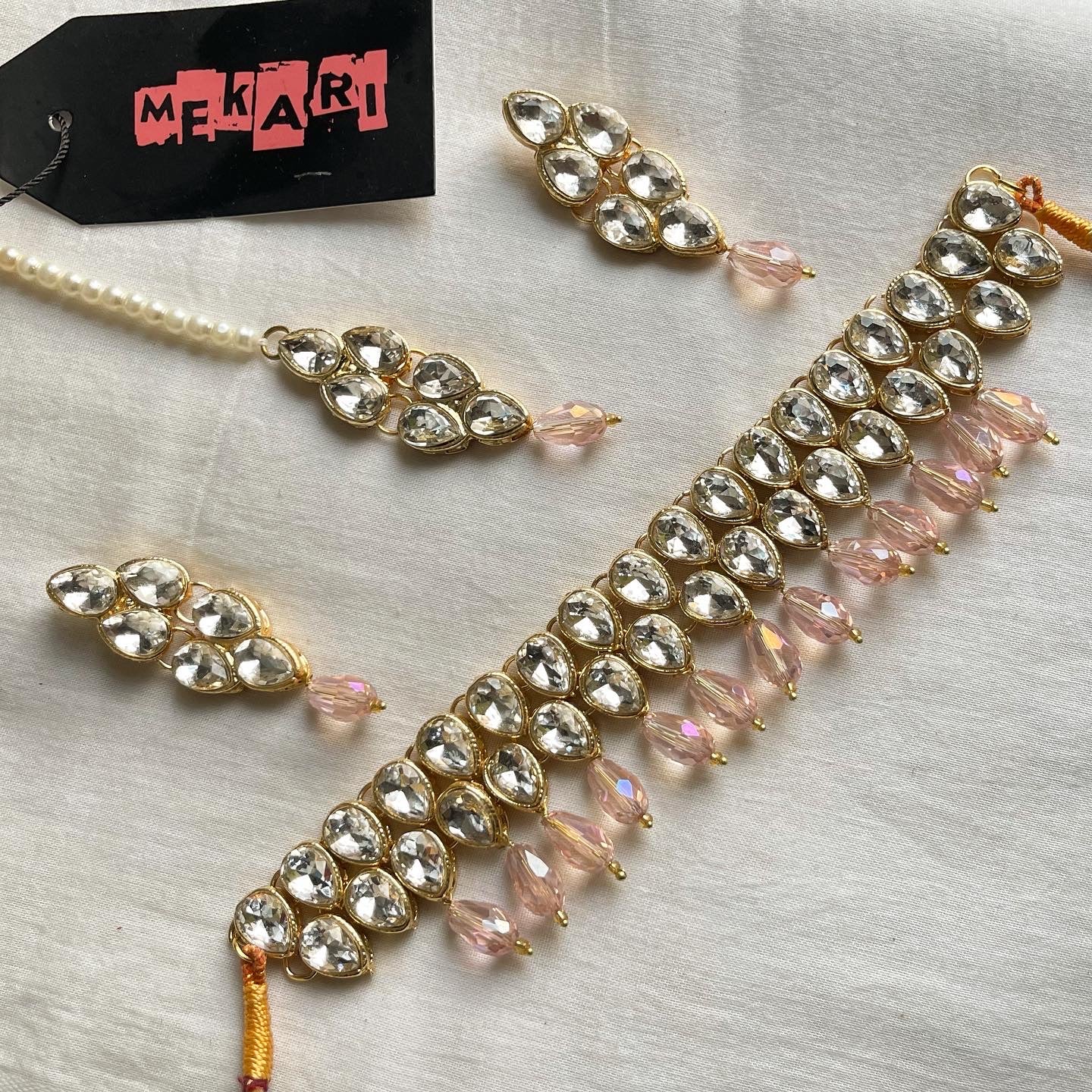 Double Layer Kundan Set (Blush Pink)