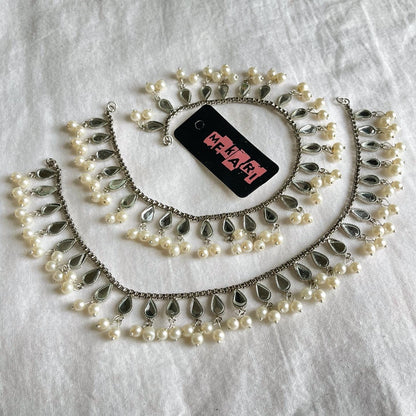 Silver Polki Kundan Anklet