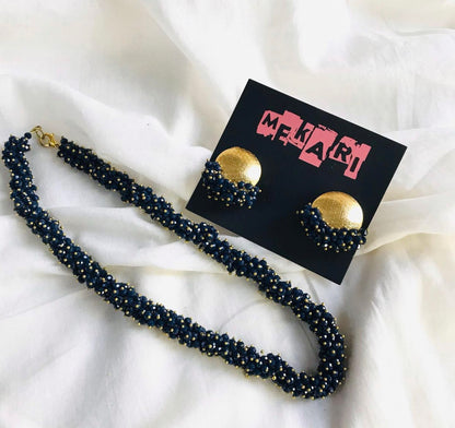 ROYAL BLUE MOTI MALA SET