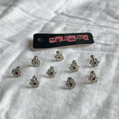 Silver phool zircon nosepin