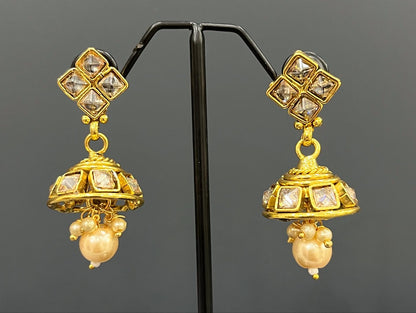 Rida Polki Kundan Set in Champagne