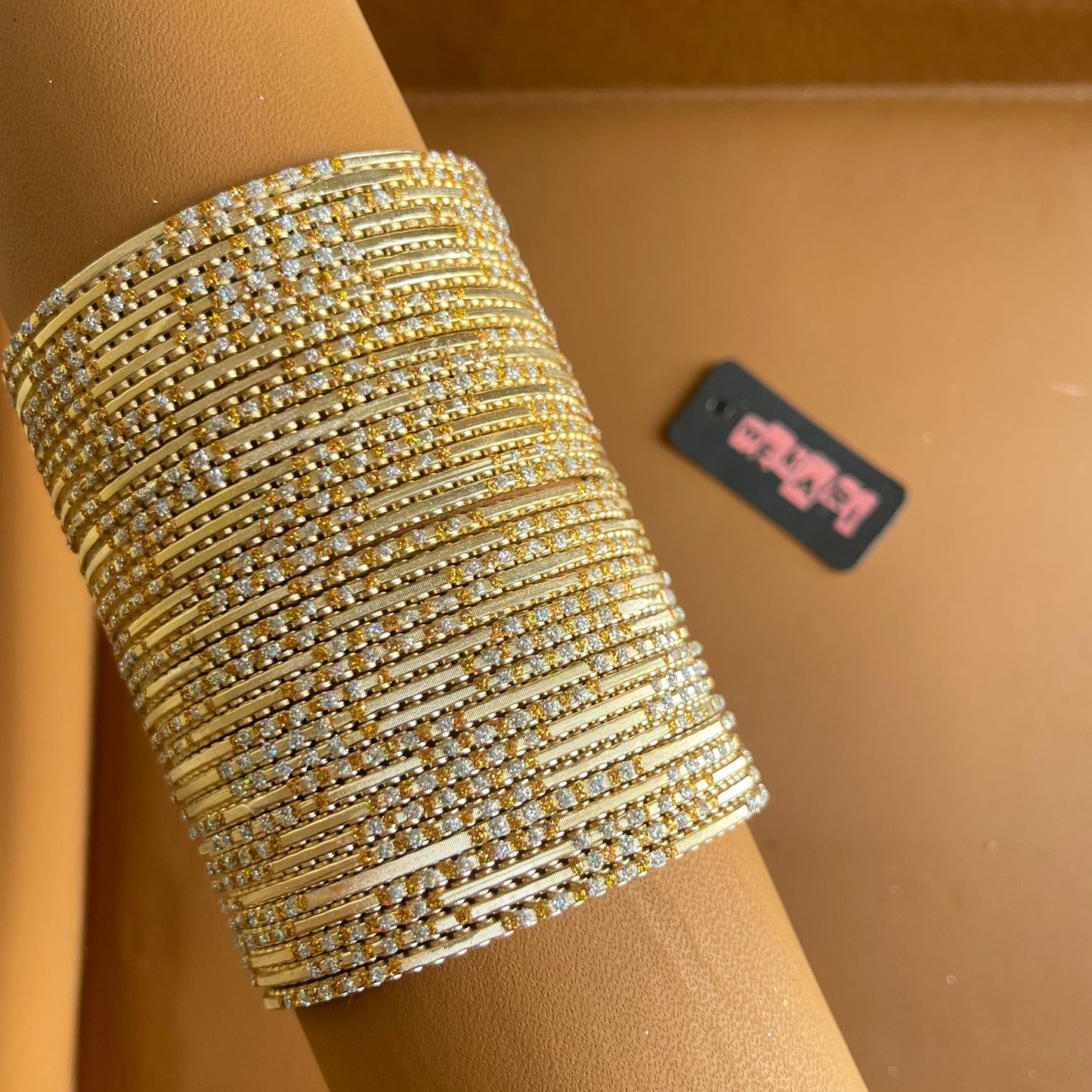 Metallic Glitter Bangles in Champagne