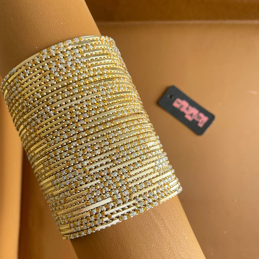 Metallic Glitter Bangles in Champagne